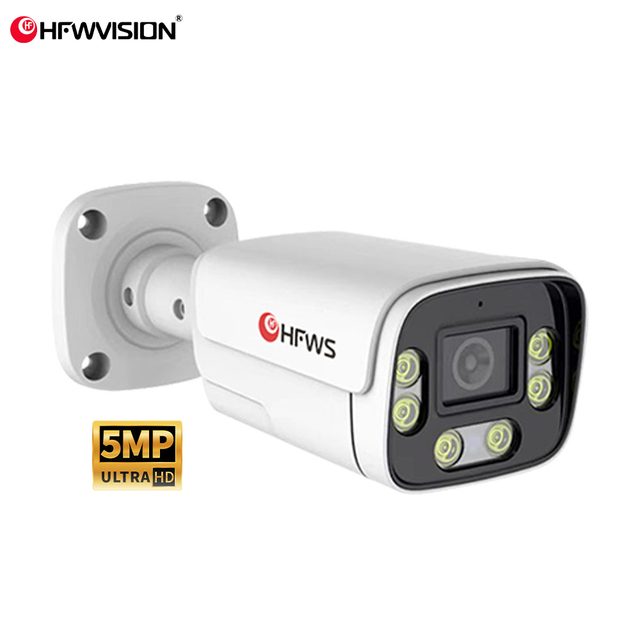 Durable Smart Sensor H.265 IP POE 3.6mm Lens AI Vehicle Detection Ip66 Waterproof Home HD 5MP Bullet Camera POE Metal Housing