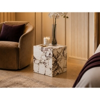 Table d'appoint en marbre Calacatta Viola naturel SH STONE, bloc de pierre poli, table de chevet, socle, table d'appoint de luxe sur mesure