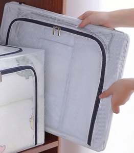 กล่องเก็บเสื้อผ้าแบบเปิดได้สองด้าน สะดวกสบาย กันน้ำ ผลิตจากพีวีซี พร้อมโครงเหล็ก - Product Image 2