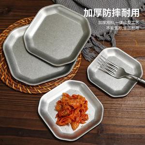 Stainless Steel <b>Square</b> Plate <b>Set</b> Stackable Design For Party Snack Dessert Serving Tray Solid Color Dishes - Product Image 5
