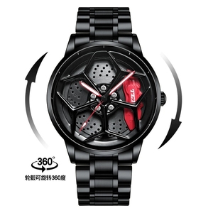Reloj de Pulsera para Hombre con Diseño de Llanta de Coche, Modelo 2055, de Lujo, Correa de Aleación de Acero Inoxidable, Cuarzo, Resistente al Agua 30M - Product Image 6
