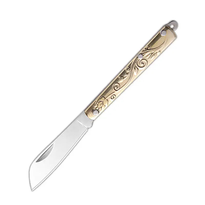 Couteau suspendu à poignée en laiton de haute qualité, couteau de survie en plein air couteau à lame fixe