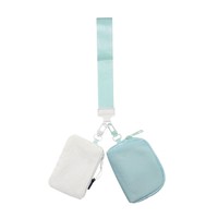 Porte-clés multifonctionnel portable en cuir PU imperméable et nylon, avec deux poches, petit sac portefeuille en polyester pour poignet