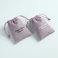 Pochette en suède moderne 8x10cm pour bijoux et cosmétiques, avec paillettes, personnalisable avec logo, idéale pour l'emballage.