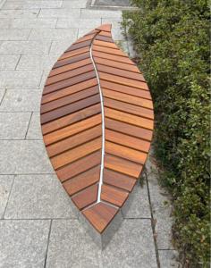 Hot thiết kế gỗ băng ghế dự bị với khung thép không gỉ mục đích kép trong nhà/ngoài trời chỗ ngồi lá hình dạng bằng gỗ slat chỗ ngồi cho <span class=keywords><strong>pubilc</strong></span> - Product Image 6