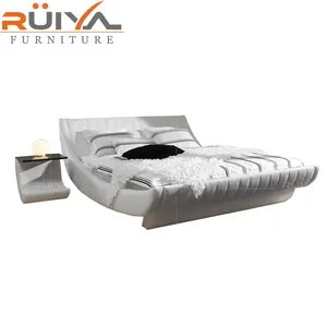 Foshan уникальный дизайн, белая мягкая обивка, Калифорния, размер King Size, кожаная рамка для кровати, распродажа