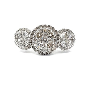 Bague à 3 grappes en or blanc massif 18 carats avec 100 diamants naturels de la marque KOK Jewellery Factory Sunflower, bijou raffiné pour femme, idéal comme cadeau. - Product Image 1