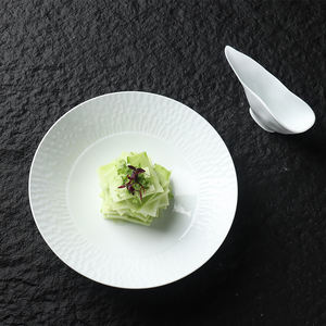 Pioneer Craftsman Ustensiles de cuisine Salade Plats froids Blanc Porcelaine Bambou Chapeau Bols à pieds 10 Pouces Labyrinthe Haute Utilisation <span class=keywords><strong>Camping</strong></span> - Product Image 3