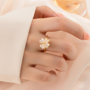Flower Shape <b>Adjustable</b> <b>Ring</b> Cat's Eye Stone Prong Setting Gift Jewelry - Product Image 2