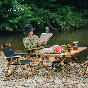 Silla de camping Campout, silla de playa plegable portátil de aleación de aluminio, silla de ocio para exteriores, 54x54x64cm, negra y roja - Product Image 5