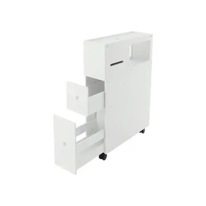 White Narrow Bathroom Toilet Sideboard Cabinet for Home for Storing Tissues Shampoos Creams