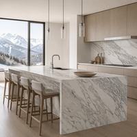 Grande dalle de marbre blanc Calacatta poli, pierre naturelle de luxe moderne pour revêtement mural intérieur, carrelage de sol, plan de travail