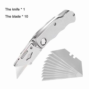 Couteau utilitaire à manche en aluminium avec lame en acier SK5, pliable, auto-verrouillant, coupe droite, pour usage bricolage - Product Image 4