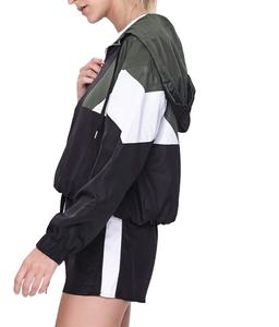 Precio de fábrica de luz de las mujeres Jogger trajes Color bloque chaqueta y pantalones cortos conjuntos Tops sudaderas con capucha - Product Image 3