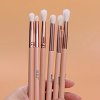 BEILI kuas untuk make up merah muda ultra tipis mata alis eyeshadow eyeliner kuas makeup set label pribadi sintetis rambut kambing