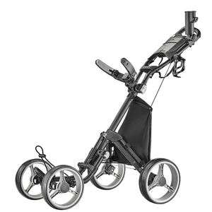 Chariot de golf à 4 roues pliable avec porte-parapluie – Prix usine - Product Image 1