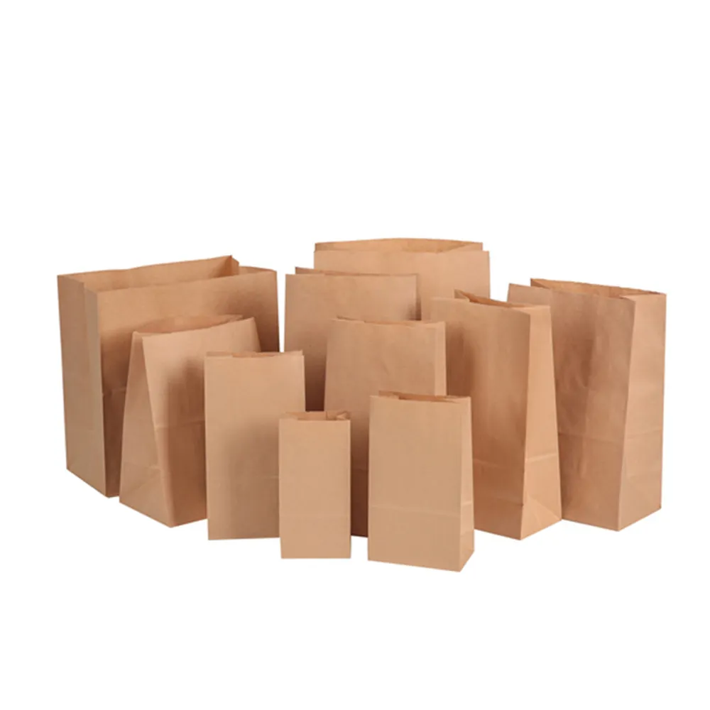 Wholesale Square Bottom Food White Brown Kraft Greaseproof Paper Takeaway SOS Lunch Bag