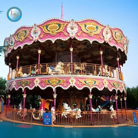 Attractions de foire de luxe Carrousel à deux étages Chevaux Ride Antique Merry Go Round à vendre