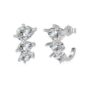 Dylam Dainty New Arrival <b>Fine</b> Jewelry S925 Silver Rhodium 18K Gold Plated 0.5ct Waterdrop Shape 5A Zirconia Hoop <b>Stud</b> <b>Earrings</b> - Product Image 1
