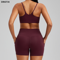 Dingtai femmes taille haute Yoga soutien-gorge ensemble séchage rapide exercice Shorts extensible doux respirant solide ligne avant taille XL pour actif