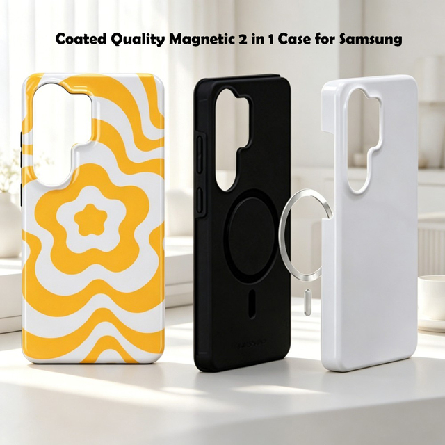 Fonlyu Open Button Magnetic 2 in 1 Blank Phone Case for Samsung Galaxy S26 Plus Ultra 3D Sublimation Heat Transfer Back Covers