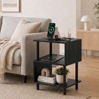 Table d'appoint, table de chevet, table d'extrémité, avec structure métallique renforcée, capacité de 44 lb, pieds réglables, pour chambre à coucher, mobilier de maison