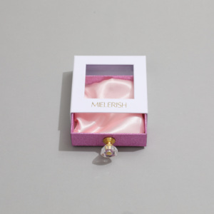 Caja de Joyería de Lujo Rosa y Morado con Logotipo Personalizado, Cajón Deslizable, Ventana de PVC, Asa de Cristal, 9*9*3cm, Almacenamiento de Cartón para Joyas - Product Image 4