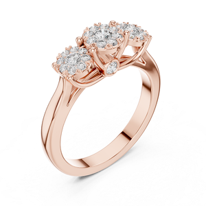 Bague en or rose sertie de diamants, élégante et tendance, bijoux à l'éclat doux pour femmes, idéale pour un mariage, une fiançaille, un cadeau ou un usage quotidien - Product Image 3