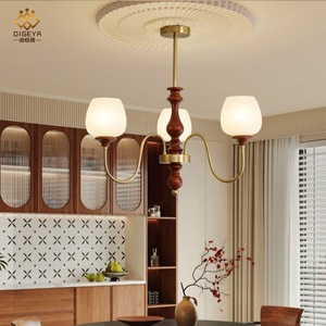 Candelabro de Swarovski barroco francés Vintage nórdico moderno Simple Industrial acabado dorado cobre blanco cálido colgante para habitación - Product Image 3