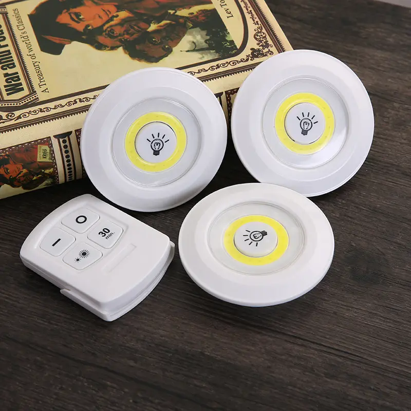 Dry Battery Powered Led Touch Night Lamp Wireless Remote Control Under Cabinet Led Light Set of 3