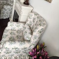 Fauteuil à dossier haut de style rétro français, vintage, à fleurs, amovible et lavable, pour salon et chambre à coucher, meubles de maison