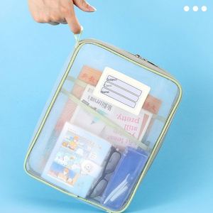 Sac de rangement en maille à fermeture éclair en forme de L, grande capacité, pour documents, examens, tutorat et devoirs - Offre Spéciale - Product Image 3