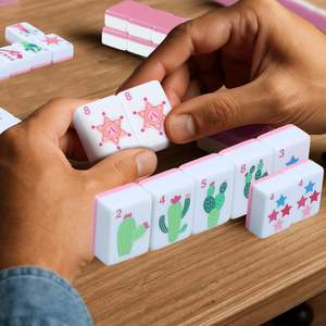 Mahjong américain rose, tuiles en acrylique à 4 couches avec 160 cartes gravées, <span class=keywords><strong>jeu</strong></span> <span class=keywords><strong>de</strong></span> luxe et idée cadeau <span class=keywords><strong>de</strong></span> Noël - Product Image 6