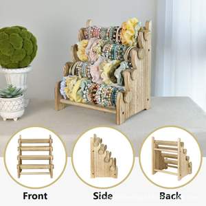 Wooden <b>Desktop</b> Jewelry <b>Organizer</b> 4 Layer Storage Rack <b>For</b> Bracelets Bangles Accessories Display Shelf - Product Image 3