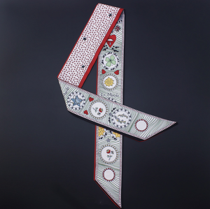 塔罗哦卡片印花多功能女包缎带时尚条纹头条缎面丝巾小长围巾 - Product Image 4