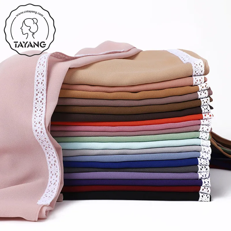 Wholesale Classic Elegant Plain Color Long Scarf Turkish Malaysia Fashion Muslim Chiffon Hijab For Womens