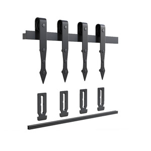 Kit de quincaillerie pour porte coulissante de grange, rail en acier au carbone, style ferme, pour usage intérieur, décoration d'armoire - Product Image 1