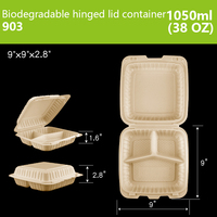 Contenant alimentaire jetable en amidon de maïs biodégradable GZW, 9 pouces, micro-ondable, boîte à clapet à 3 compartiments avec couvercle, pour pizza, restaurant, fête