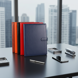 Custom Business PU Leather Document Organizer A5/A4 Portfolio Presentation <strong>Folder</strong> with <strong>Pocket</strong> for School - Product Image 5