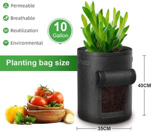 Sacs <span class=keywords><strong>de</strong></span> culture <span class=keywords><strong>de</strong></span> légumes pour jardin <span class=keywords><strong>de</strong></span> 5, 7 et 10 gallons, réutilisables, écologiques, pliables, en feutre, avec couleur personnalisable - Product Image 3