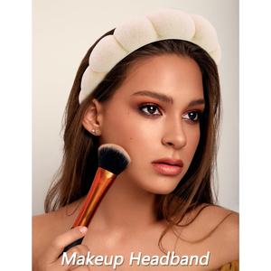 عصابة رأس وجه بفقاعات مجدولة 2024، غير قابلة للانزلاق من الإسفنج المنتفخ، لغسل الوجه والمكياج والمنتجعات الصحية للنساء من القماش - Product Image 5