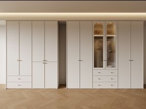 Armario de puerta de cristal de lujo ligero, armario con acabado de madera moderno Simple, puerta de combinación grande para el hogar, muebles de dormitorio de Hotel - Product Image 2