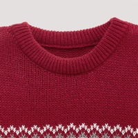 Pull tricoté personnalisé pour homme, motif flocon de neige, rouge et blanc, style Fair Isle, pour les fêtes, chaud pour l'hiver, pull de Noël, hauts ODM, faible MOQ
