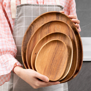 Ensemble de 4 plateaux irréguliers en bois d'acacia, finition naturelle, pour collations, desserts, salon, usage domestique - Product Image 2