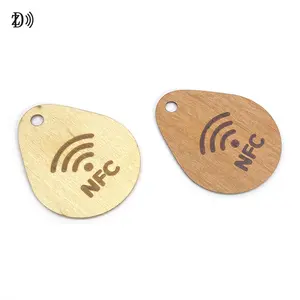 NFC 나무 RFID 키 체인 태그 액세스 제어 13.56MHz NTAG213 나무 RFID 열쇠 고리