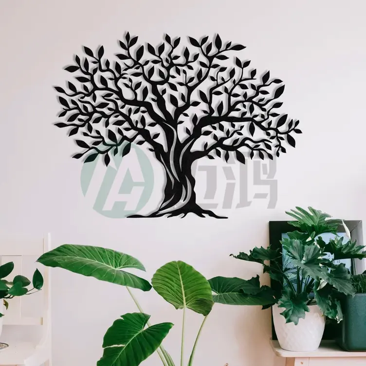 Arte de pared de Metal de árbol cortado con láser de diseño personalizado, estilo antiguo rústico para decoración Interior de baño, Nueva Artesanía de Metal creativa