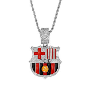 XILIANGFEIZI Collar de Lujo con Colgante de Insignia del Fútbol Club <span class=keywords><strong>Barcelona</strong></span>, Estilo Euroamericano INS Hip Hop, de Cobre y Circonita, Souvenir - Product Image 6