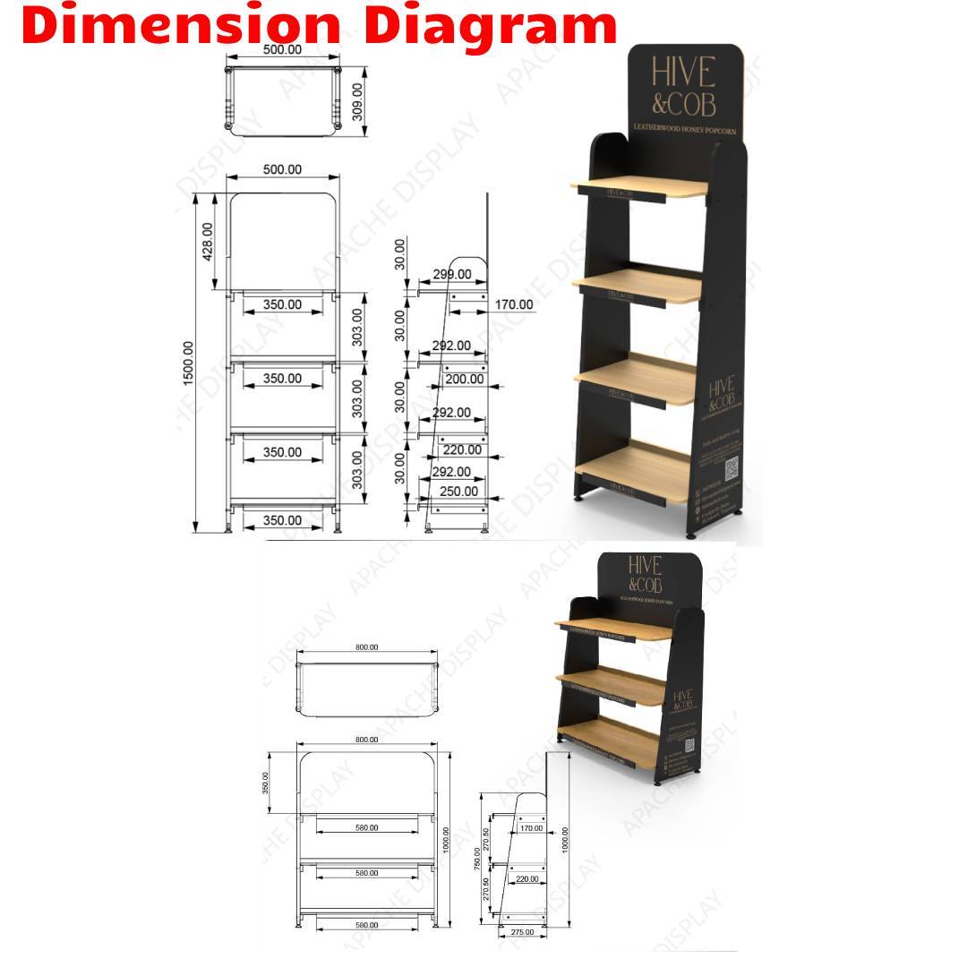Custom Wooden Easy Assemble Display Rack for Snack & Popcorn Display Stand for Retail for Supermarkets & Retail Stores — view 3