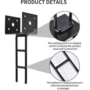 Base de <span class=keywords><strong>poteau</strong></span> noire <span class=keywords><strong>en</strong></span> métal d'ancrage de <span class=keywords><strong>poteau</strong></span> <span class=keywords><strong>en</strong></span> forme de <span class=keywords><strong>U</strong></span> pour support de <span class=keywords><strong>poteau</strong></span> de pont de pergola <span class=keywords><strong>en</strong></span> béton - Product Image 2