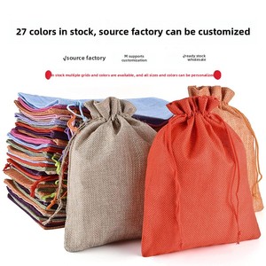 Recycelbare Biologisch Abbaubare Baumwoll-Leinen-Jutebeutel mit Kordelzug für Hochzeiten, Partys, Süßigkeiten und Geschenke - Elegante Verpackung - Product Image 3
